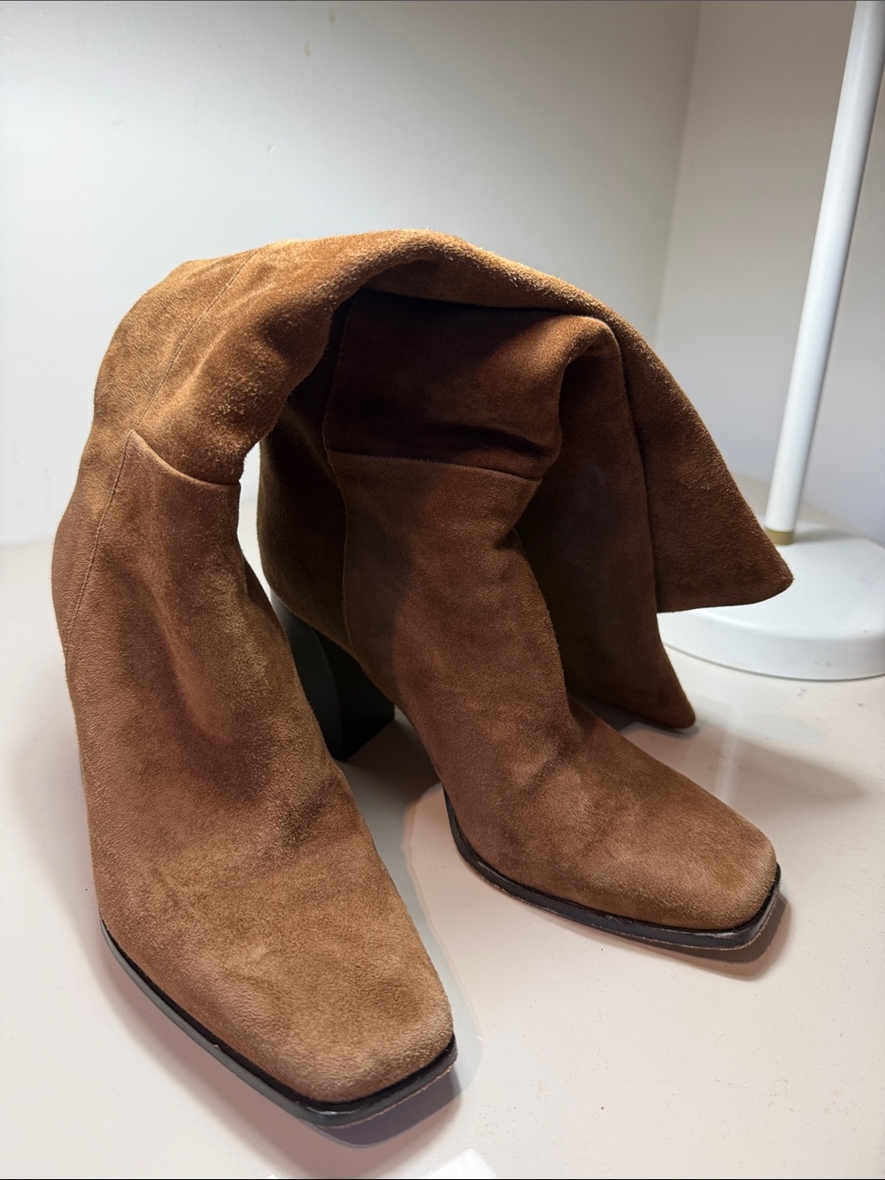 PAIGE Brown Suede Knee High Boots